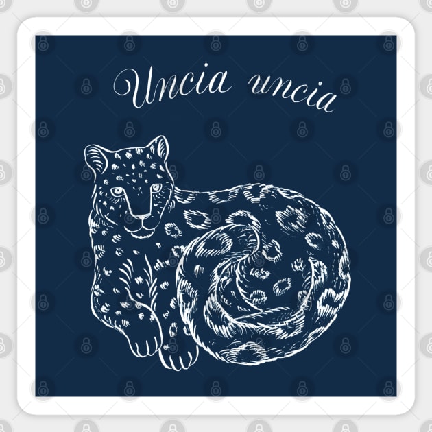 Snow Leopard (Uncia uncia) Sticker by illucalliart